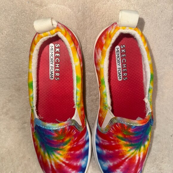 Skechers Memory Foam Tie Dye Slip On Shoes Women’s Size 6.5 Rainbow Multicolor - Picture 2 of 7